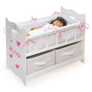 Doll crib with clearance storage